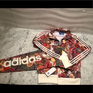 Pink floral Adidas set.